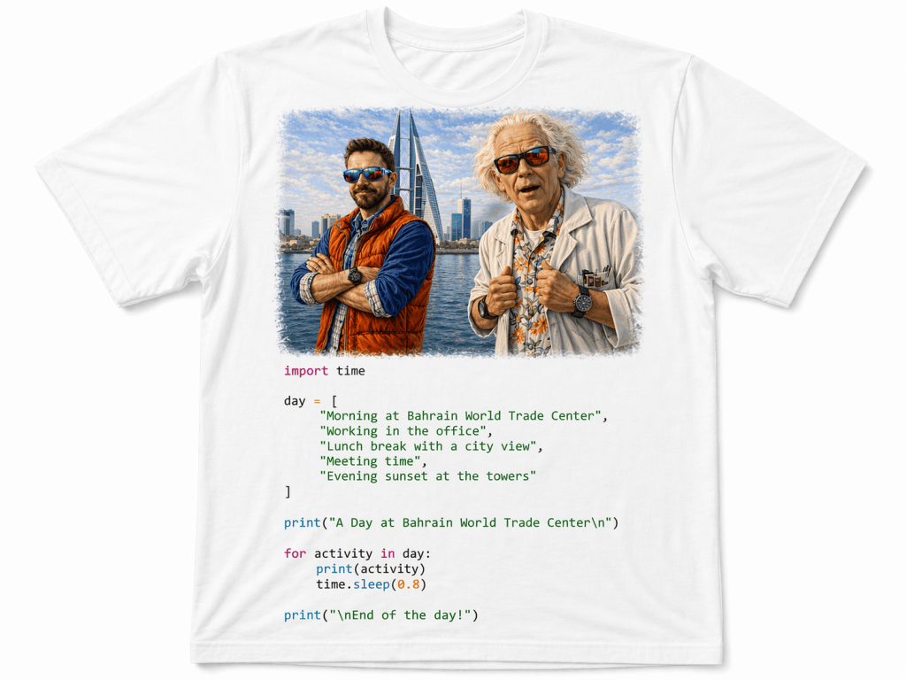 Kasper White T shirt with the Doctor Back to the Future