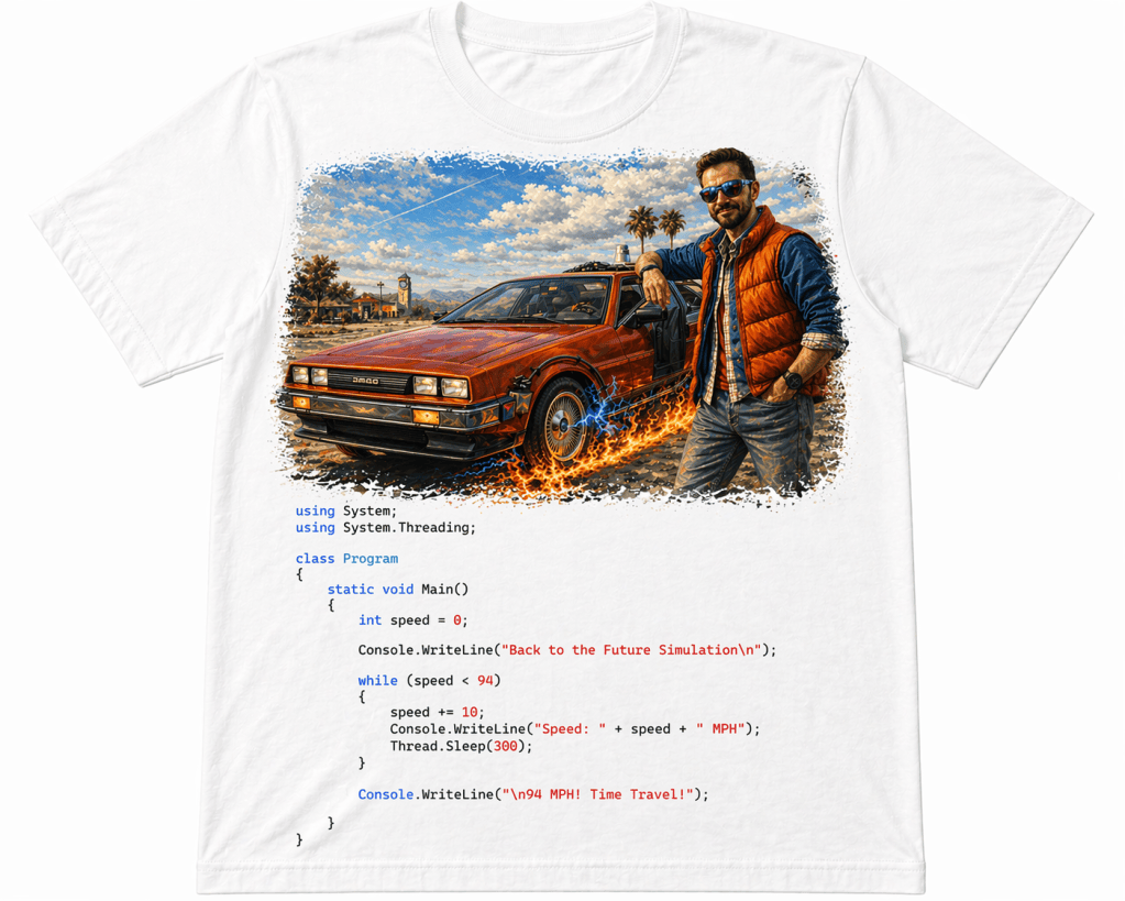Back to the future with Kasper Time Machine , White T shirt